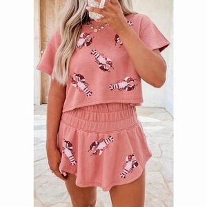 Pink Crop Top with Lobster Print